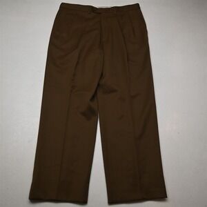 Pazoni 34x30 Brown 100% Wool Como 2 Pleated Dress Italy Mens Pants